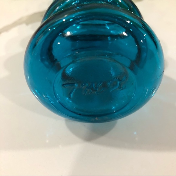 VTG TMK Vintage  Blue Bubble Glass Vase Beehive Hourglass MCM EUC - Picture 3 of 3